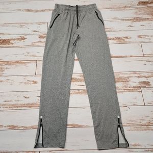 Reebok Gray Track Pants Ankle Zipper Pockets Drawstring Athletic Mens S